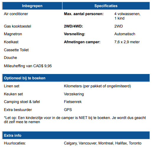 Cruise Canada - Standard RV