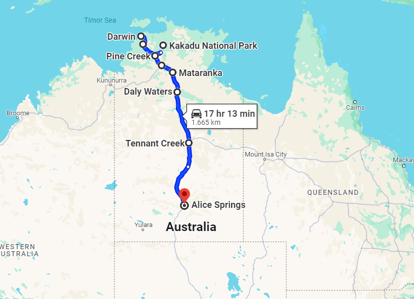 Roadtrip van Darwin naar Alice Springs