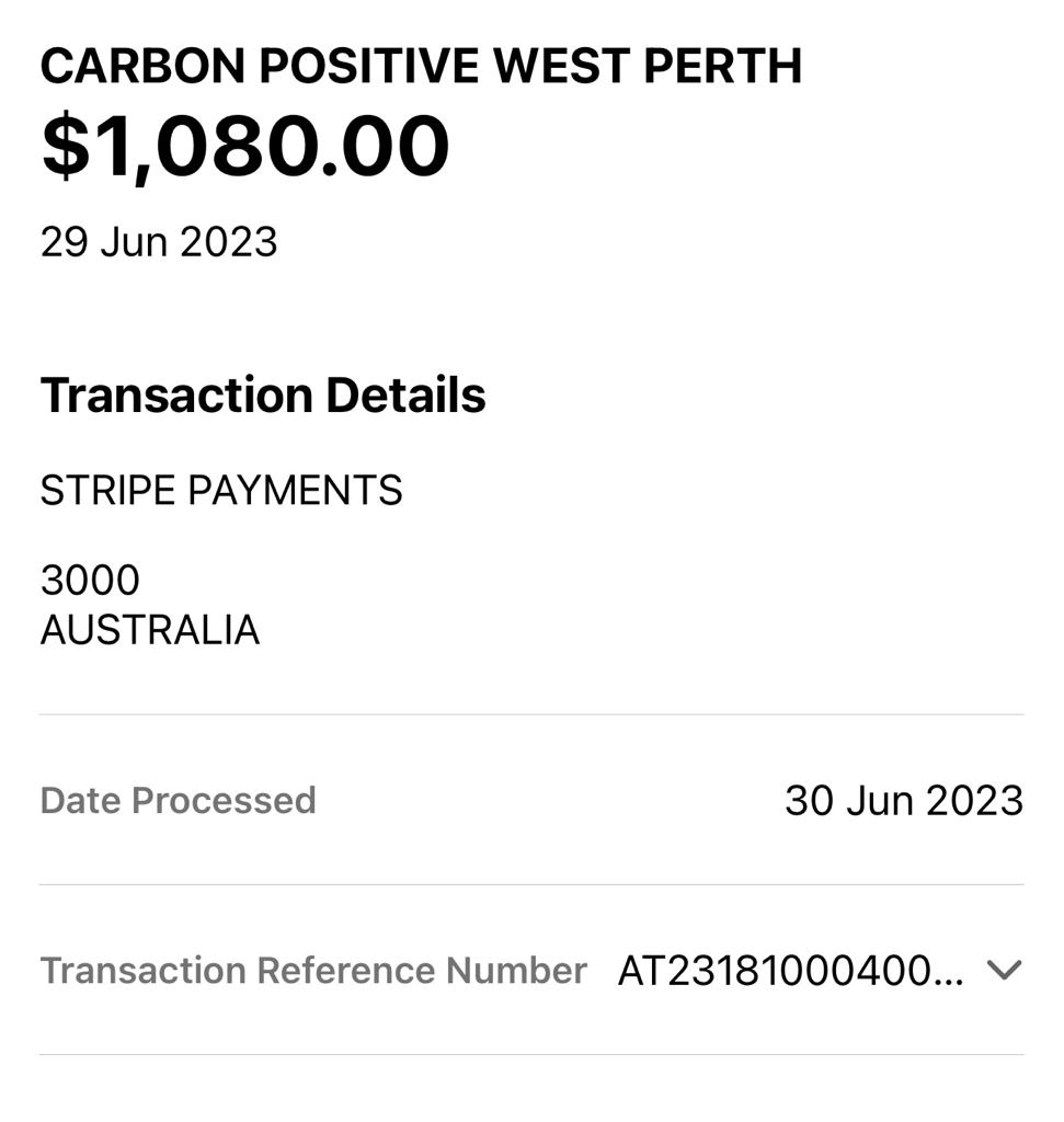 Carbon Positive Australia donation proof
